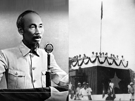 Chủ tịch Hồ Chí Minh đọc bản Tuyên ngôn Độc lập khai sinh nước Việt Nam Dân chủ Cộng hòa ngày 2-9-1945. (Ảnh tư liệu TTXVN).