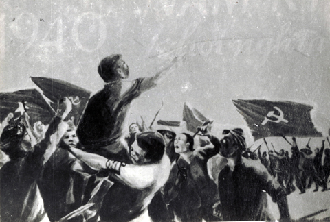 Nhân dân Nam Bộ vùng lên đấu tranh trong cuộc khởi nghĩa Nam Kỳ (Tranh vẽ- Ảnh TLBTLSQG)