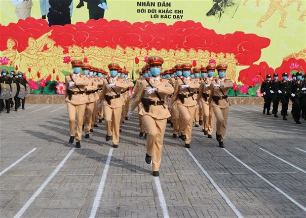 Lực lượng Công an tỉnh Đồng Nai tham gia Lễ ra quân bảo đảm an ninh trật tự ngày bầu cử đại biểu Quốc hội khóa XV và đại biểu Hội đồng Nhân dân các cấp.