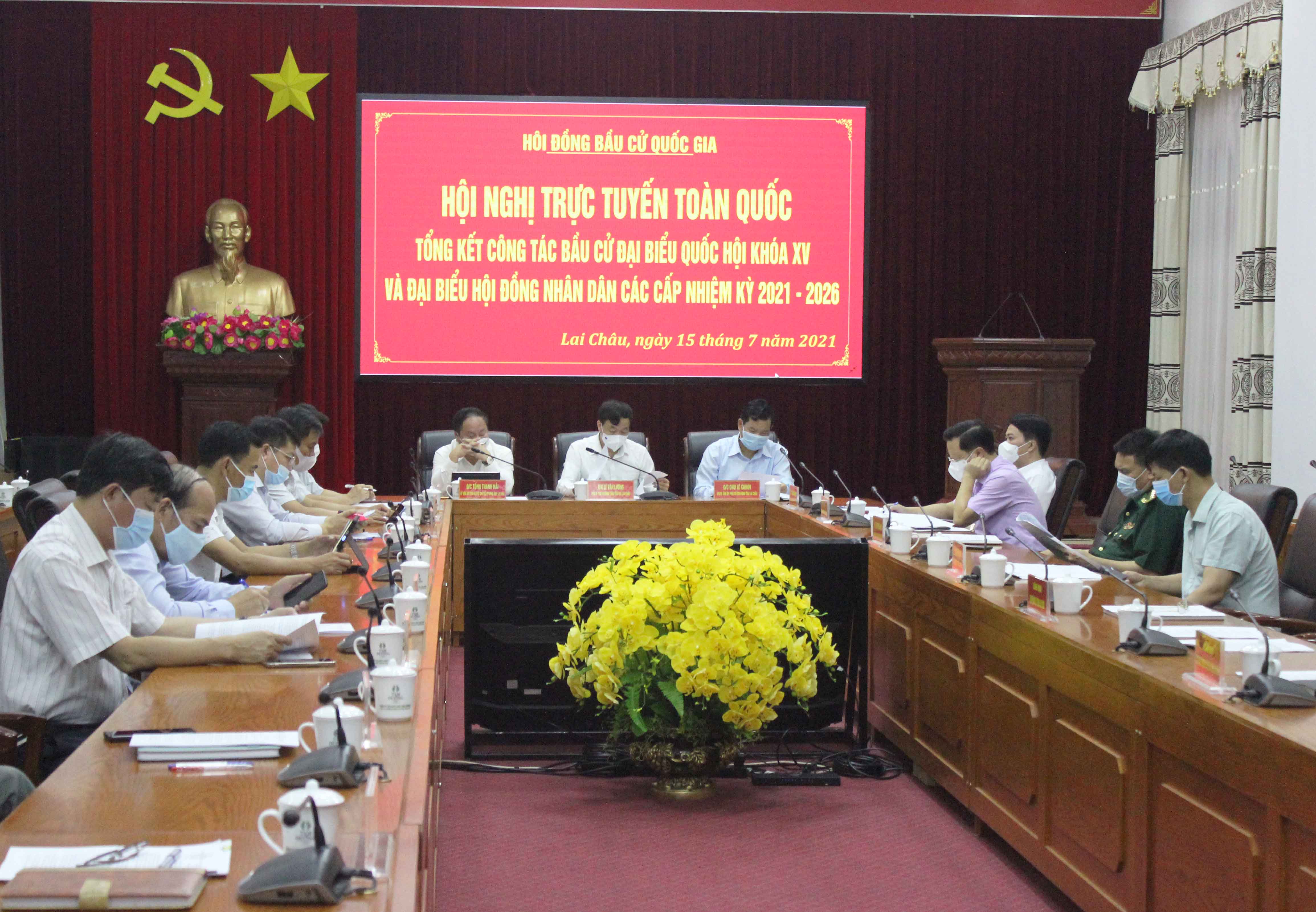 Quang cảnh Hội nghị tại điểm cầu tỉnh Lai Châu.