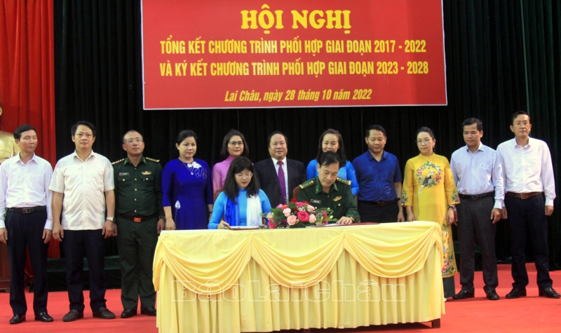 Đại diện Bộ Chỉ huy BDDBP tỉnh Lai Châu và Hội LHPN tỉnh Phú Thọ ký kết chương trình phối hợp giai đoạn 2023-2028.