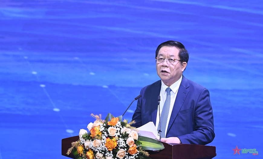  Đồng chí Nguyễn Trọng Nghĩa, Bí thư Trung ương Đảng, Trưởng ban Tuyên giáo Trung ương phát biểu tại lễ trao giải.