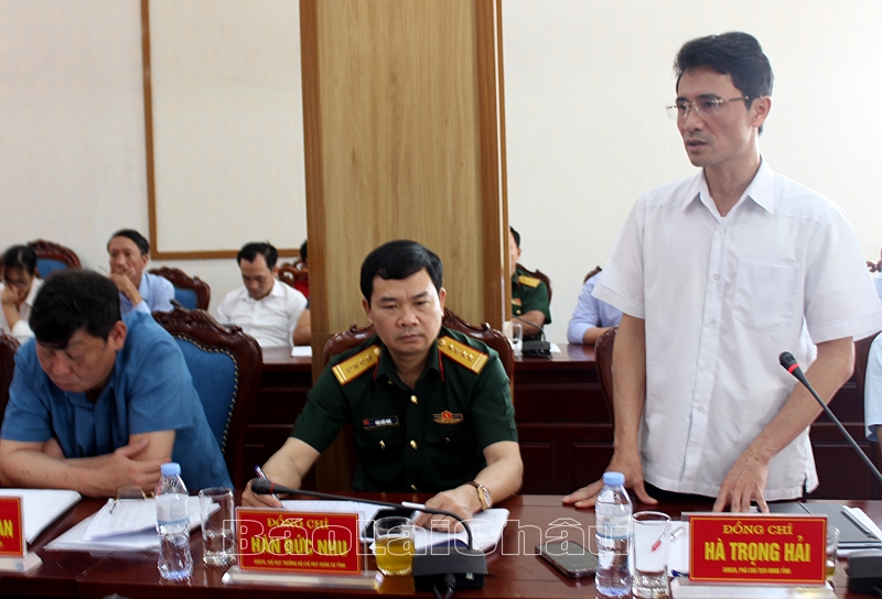 Đồng chí Hà Trọng Hải - Phó Chủ tịch UBND tỉnh phát biểu tại buổi làm việc.