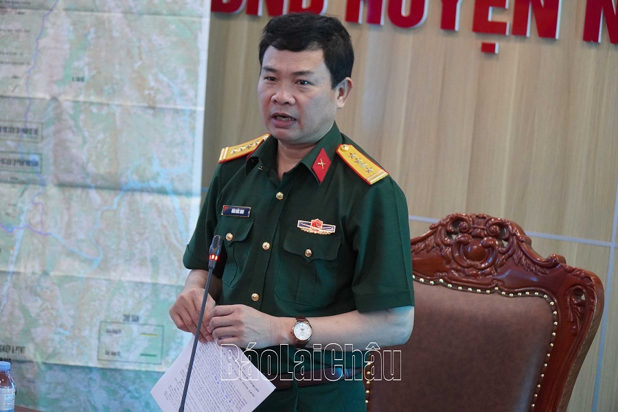 Đại tá Hán Đức Nhu phát biểu chỉ đạo tại hội nghị