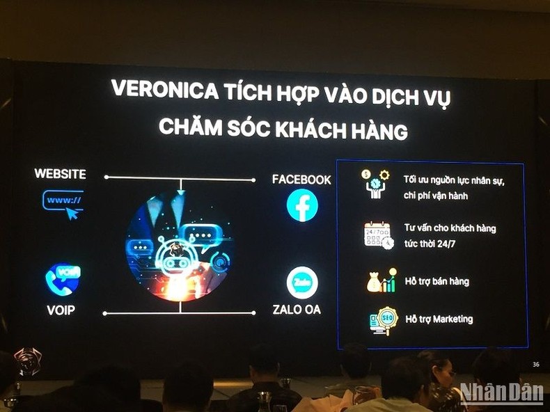 Một số ứng dụng của chatbot AI Veronica do Vibotics phát triển. (Ảnh: VĂN TOẢN)