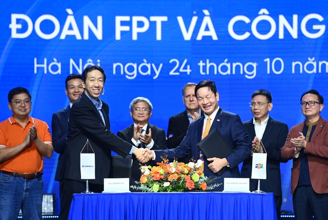 Lễ ký kết hợp tác chiến lược giữa Tập đoàn FPT và Landing AI - Ảnh: VGP/HM