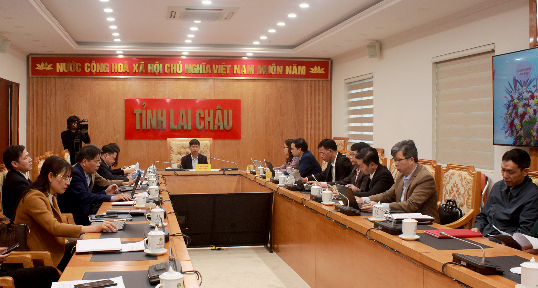 Các đại biểu dự điểm cầu tỉnh Lai Châu.