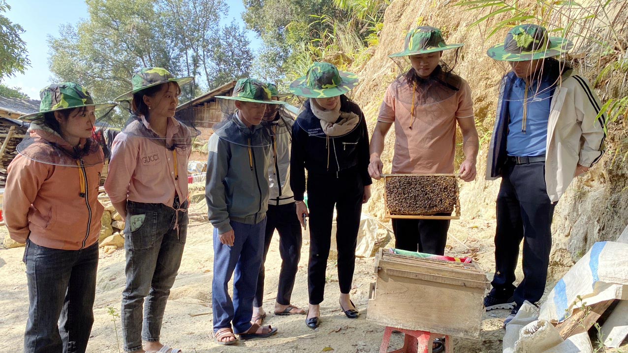 Tham gia mô hình nuôi ong mật tại bản Nậm Lùng (xã Bản Lang, huyện Phong Thổ) giúp thanh niên có nhiều kiến thức bổ ích. 