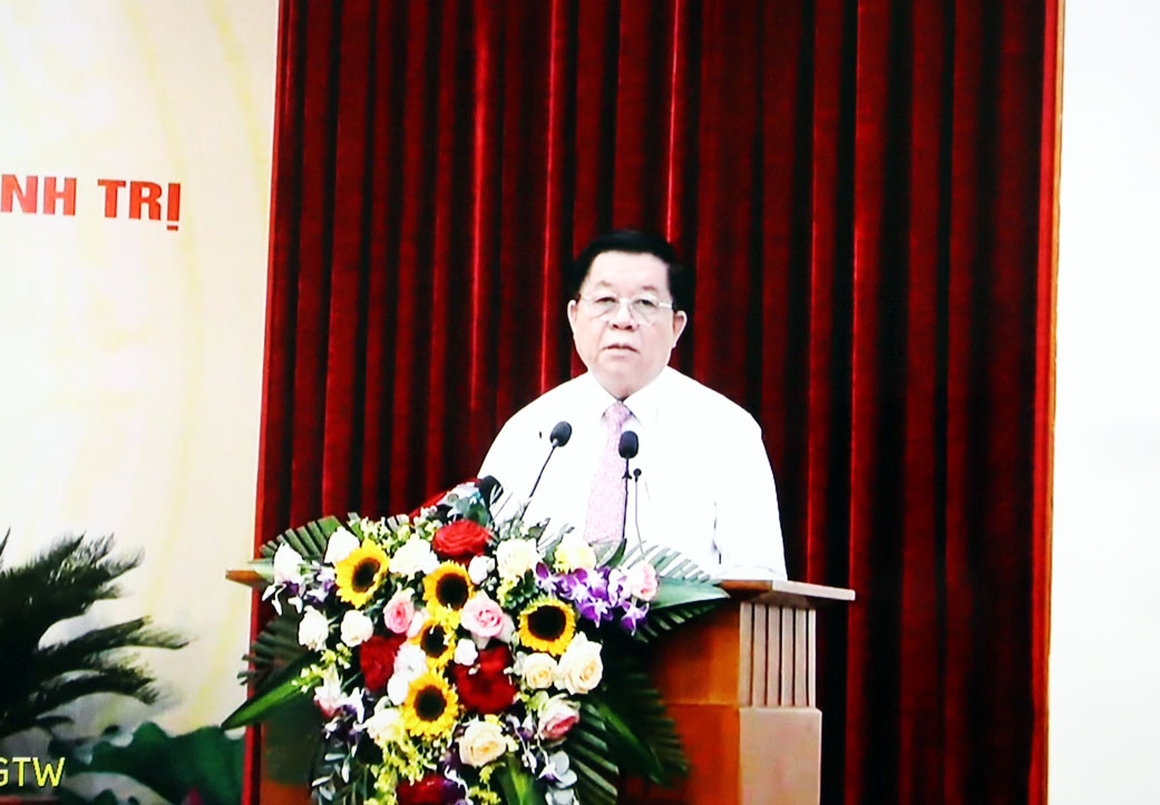 Đồng chí Nguyễn Trọng Nghĩa - Bí thư Trung ương Đảng, Trưởng Ban Tuyên giáo Trung ương phát biểu kết luận hội nghị. 