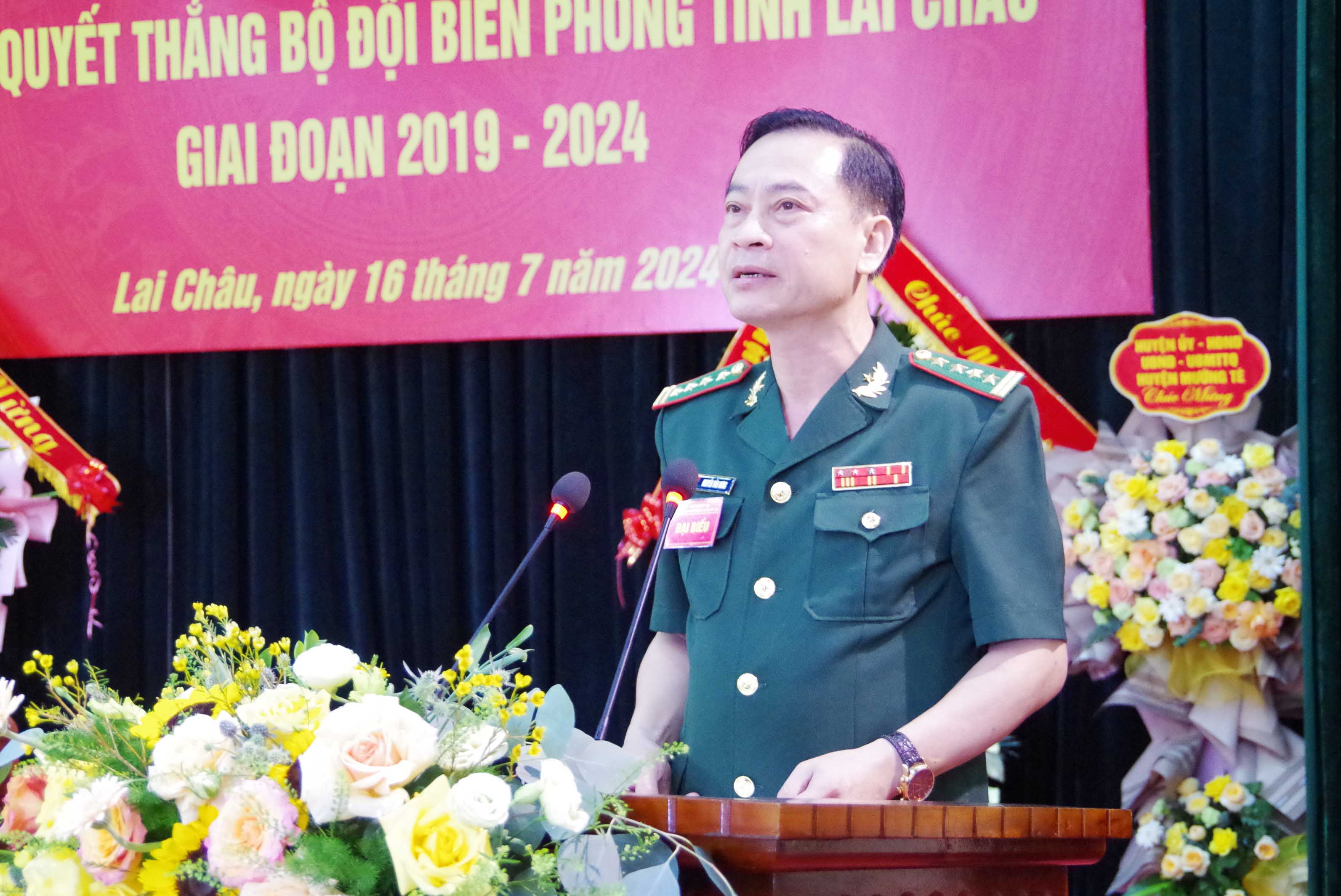 Đại tá Nguyễn Văn Hưng - Bí thư Đảng uỷ, Chính uỷ BĐBP tỉnh phát biểu khai mạc Đại hội.