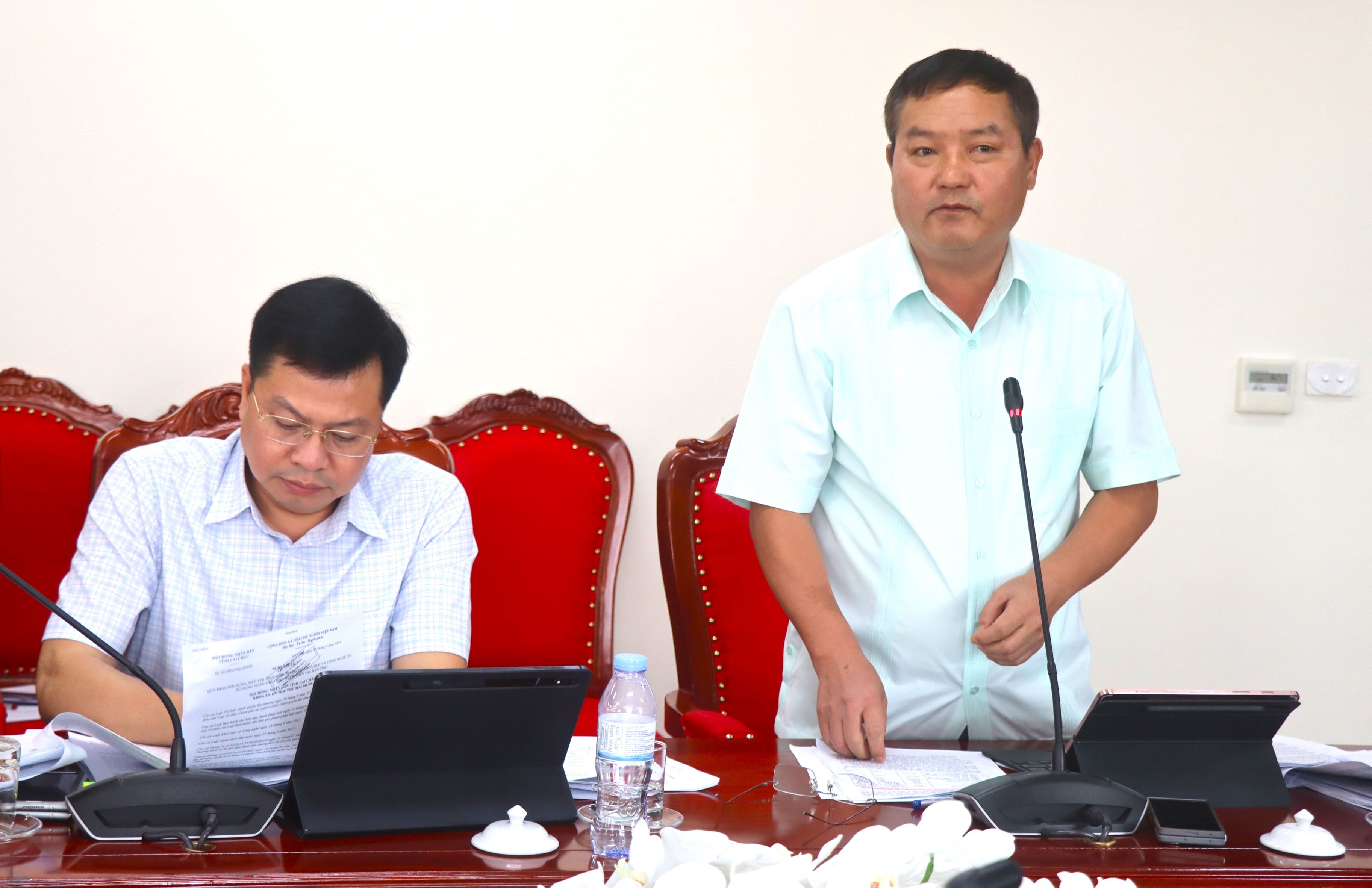 Đồng chí Giàng A Tính - Uỷ viên Ban Thường vụ Tỉnh uỷ, Phó Chủ tịch UBND tỉnh phát biểu ý kiến.