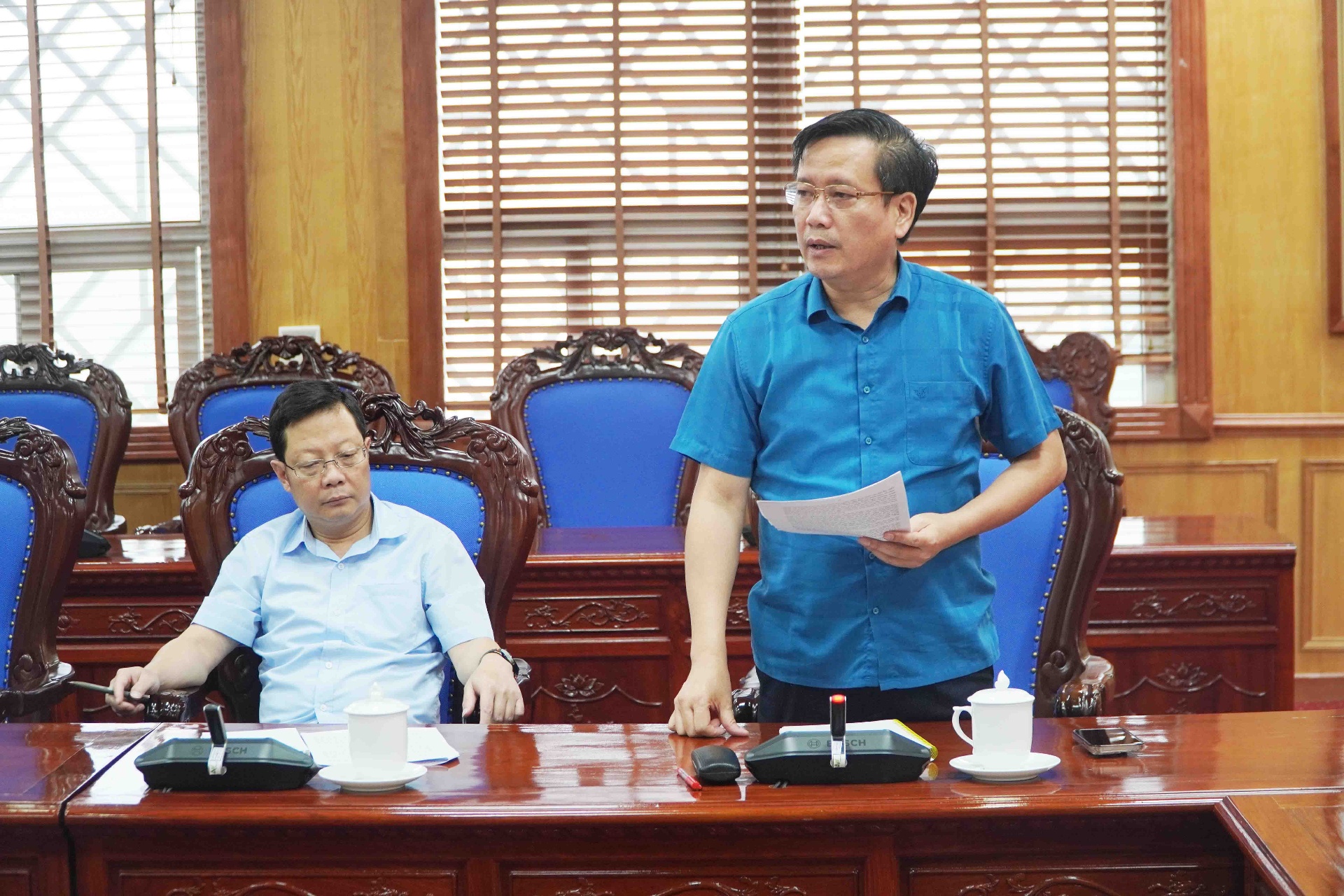 Đồng chí Lê Đức Dục – Uỷ viên Ban Thường vụ, Trưởng Ban Tuyên giáo và Dân vận Tỉnh uỷ phát biểu tại Hội nghị.