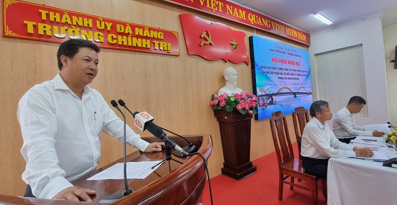Quang cảnh tại Hội thảo khoa học “Nâng cao chất lượng công tác tuyên truyền, giáo dục nhằm góp phần bảo vệ nền tảng tư tưởng của Đảng trong giai đoạn hiện nay”. (Ảnh: Đình Tăng).