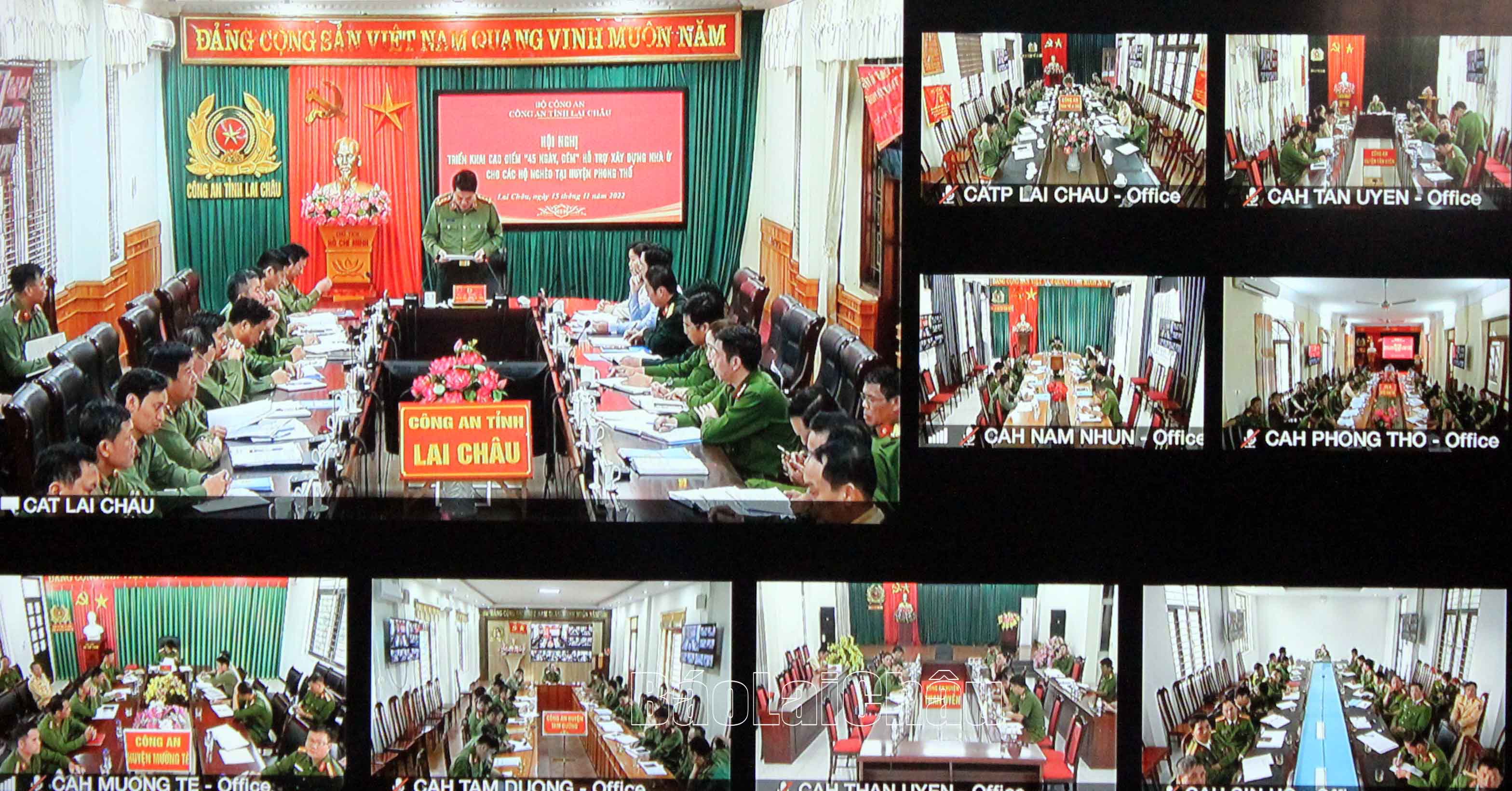 Hội nghị trực tuyến với điểm cầu công an 8 huyện, thành phố.