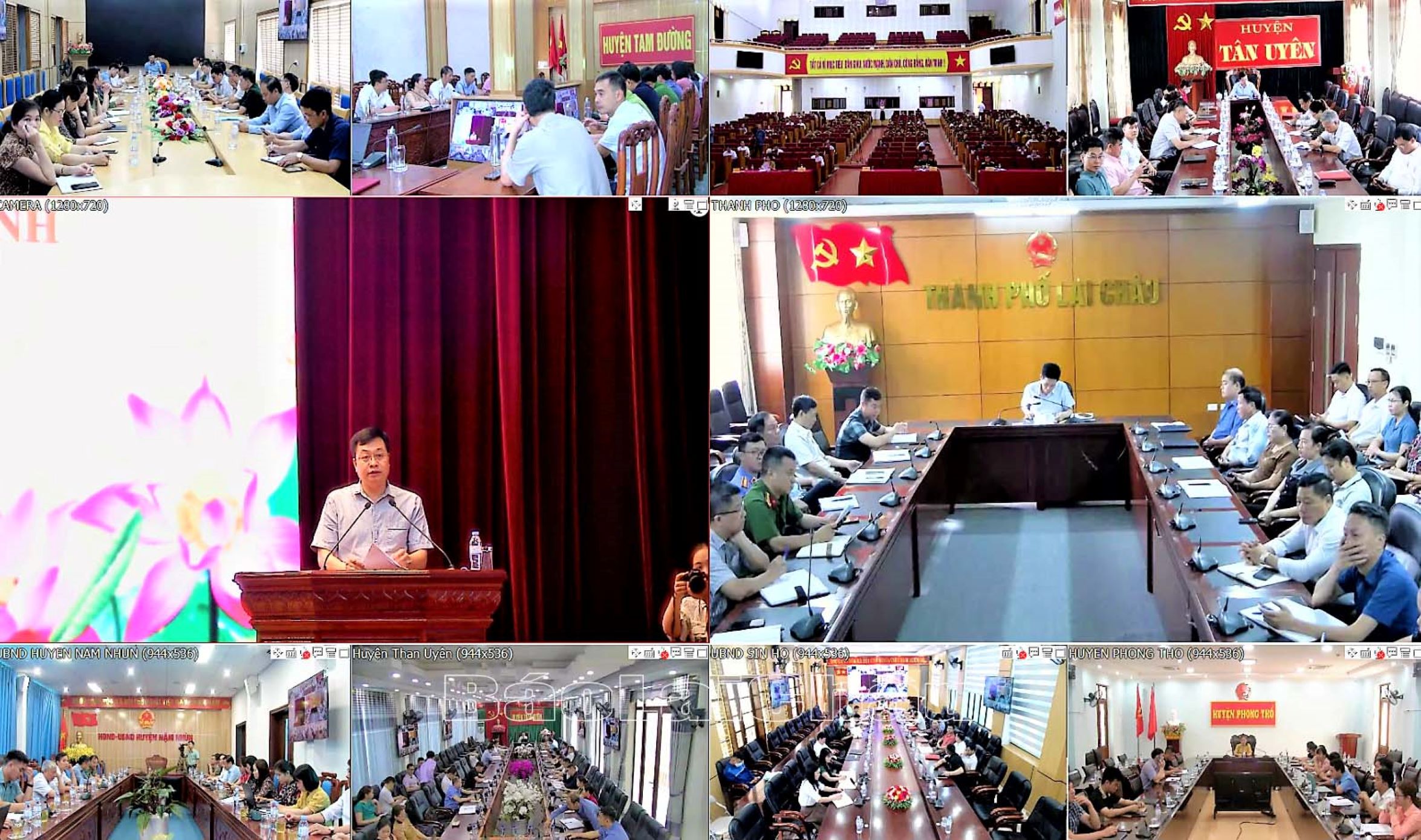 Quang cảnh các điểm cầu trong tỉnh.