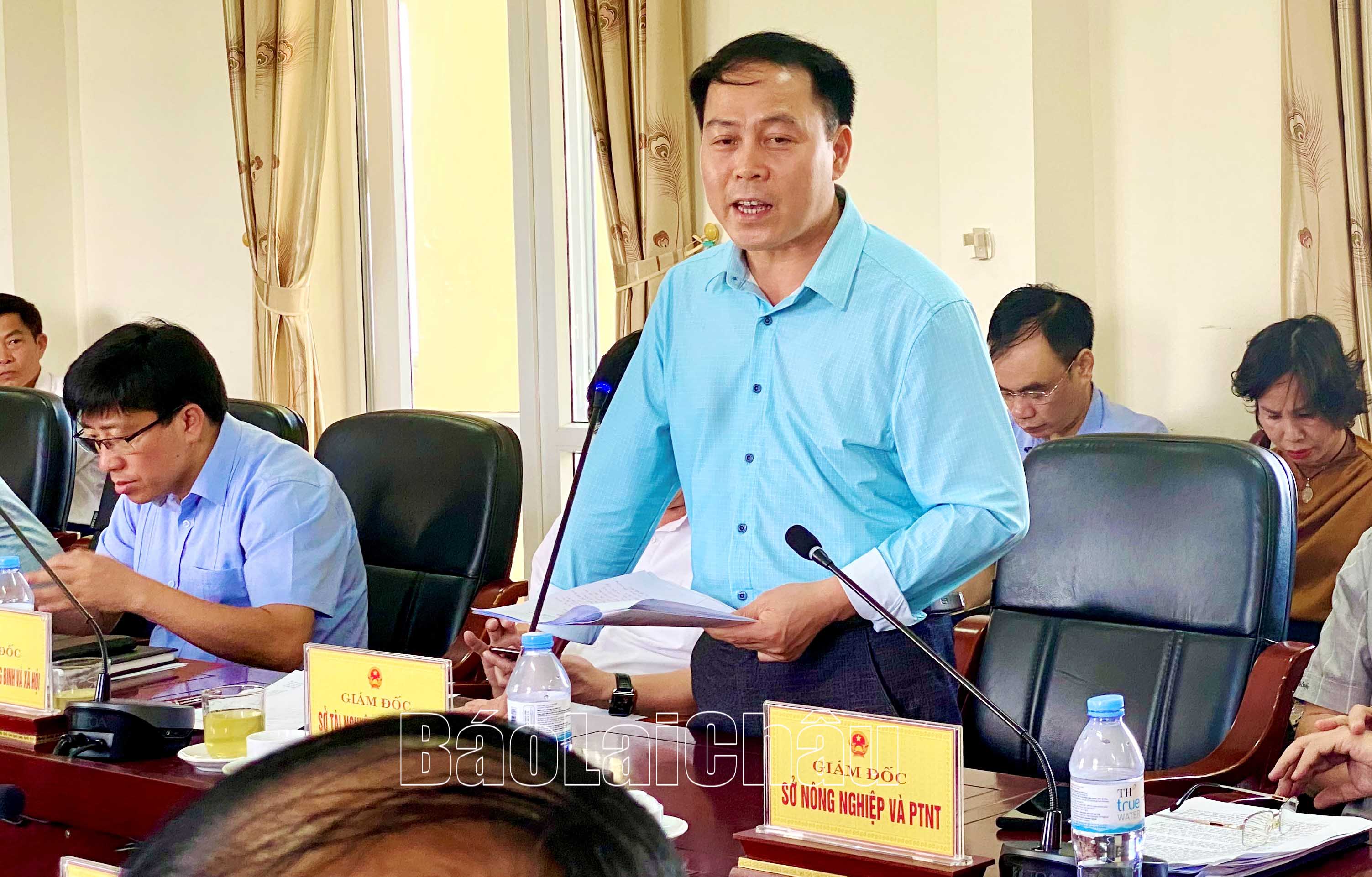 Lãnh đạo Sở Tài nguyên và Môi trường phát biểu ý kiến tháo gỡ khó khăn giúp huyện Tân Uyên.