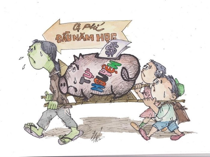 Những khoản đóng góp "tự nguyện" đang khiến phụ huynh ngao ngán (Ảnh minh họa: Báo Lao động) 
