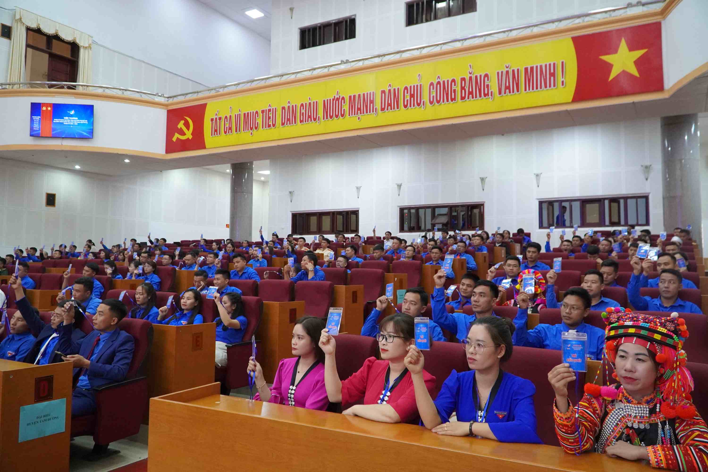 Các đại biểu biểu quyết hiệp thương chọn cử Đoàn Đại biểu dự Đại hội đại biểu Hội LHTN Việt Nam toàn quốc lần thứ IX, nhiệm kỳ 2024 – 2029.